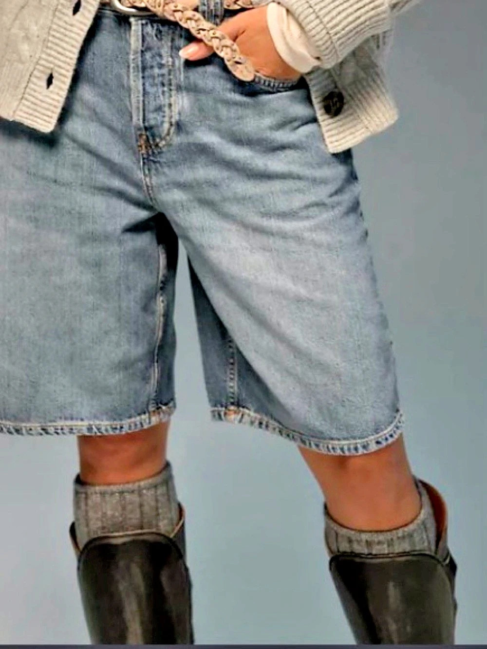 We The Free Gray Denim Bermuda Shorts Waist 29 Like New